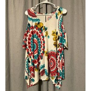 Boutique Brand Multicolor Size Large Cold-Shoulder Top
